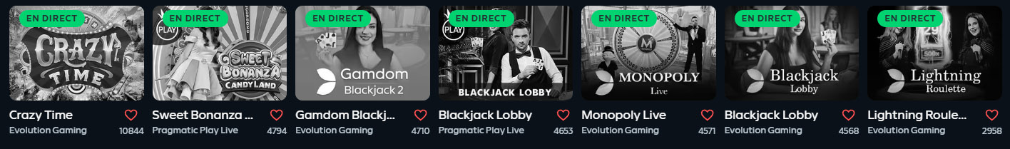 Giochi dal vivo su GAMDOM CASINO